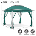 Cozywor 11 ft. x 11 ft. Pop-Up Steel Gazebo with Mosquito Netting
