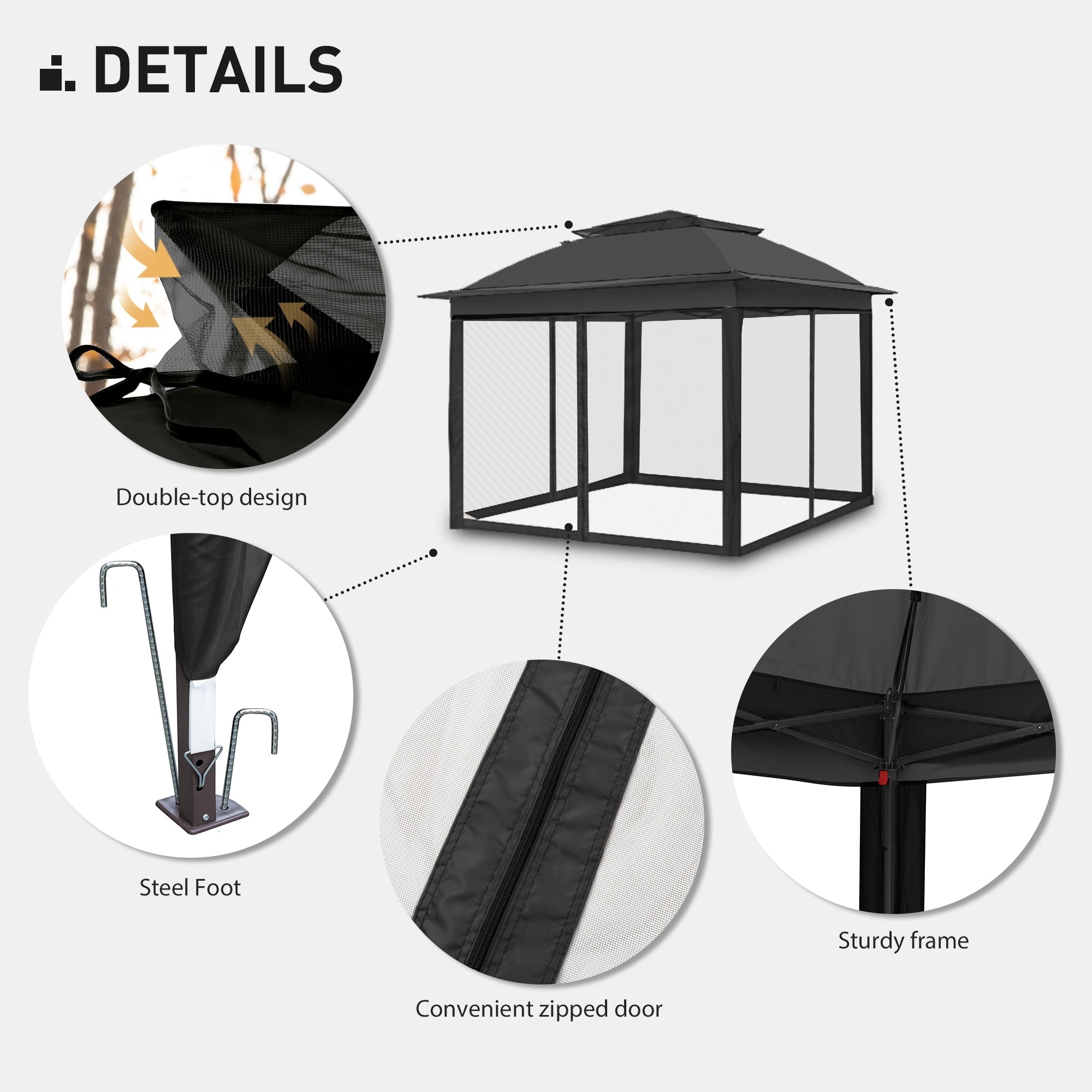 Cozywor 11 ft. x 11 ft. Pop-Up Steel Gazebo with Mosquito Netting