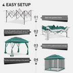 Cozywor 11 ft. x 11 ft. Pop-Up Steel Gazebo with Mosquito Netting