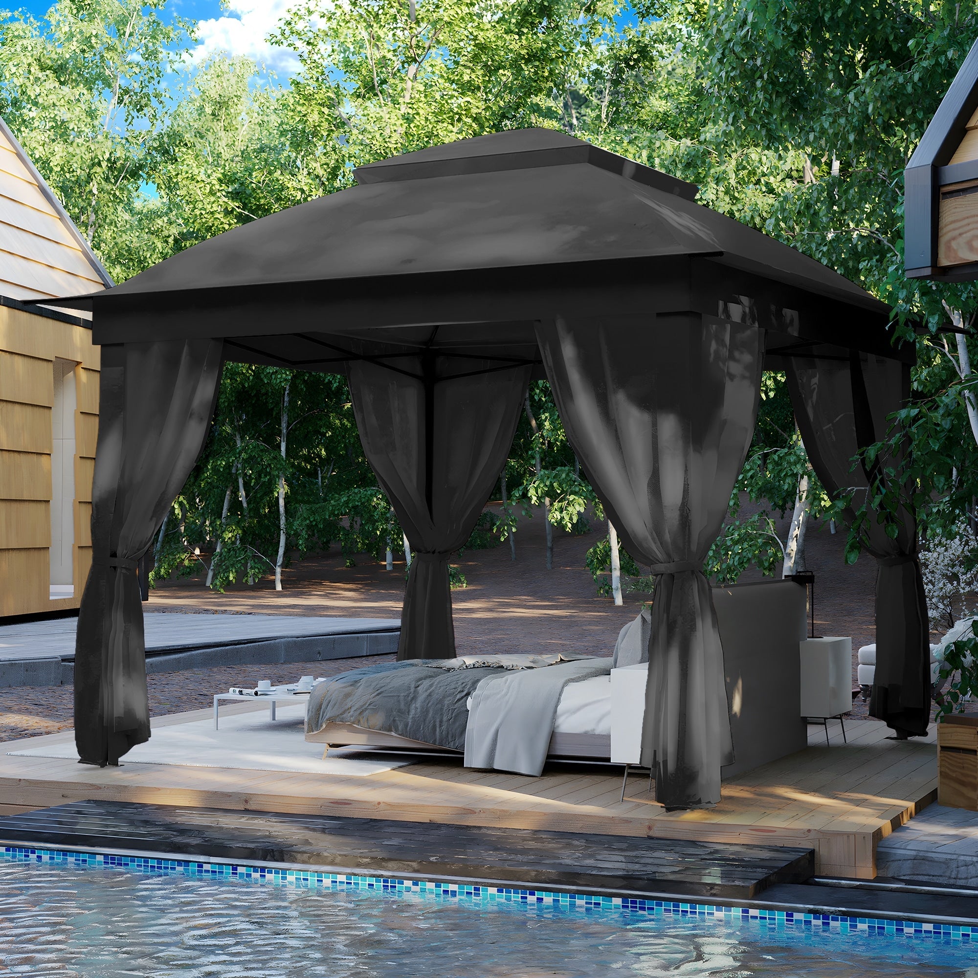Cozywor 11 ft. x 11 ft. Pop-Up Steel Gazebo with Mosquito Netting