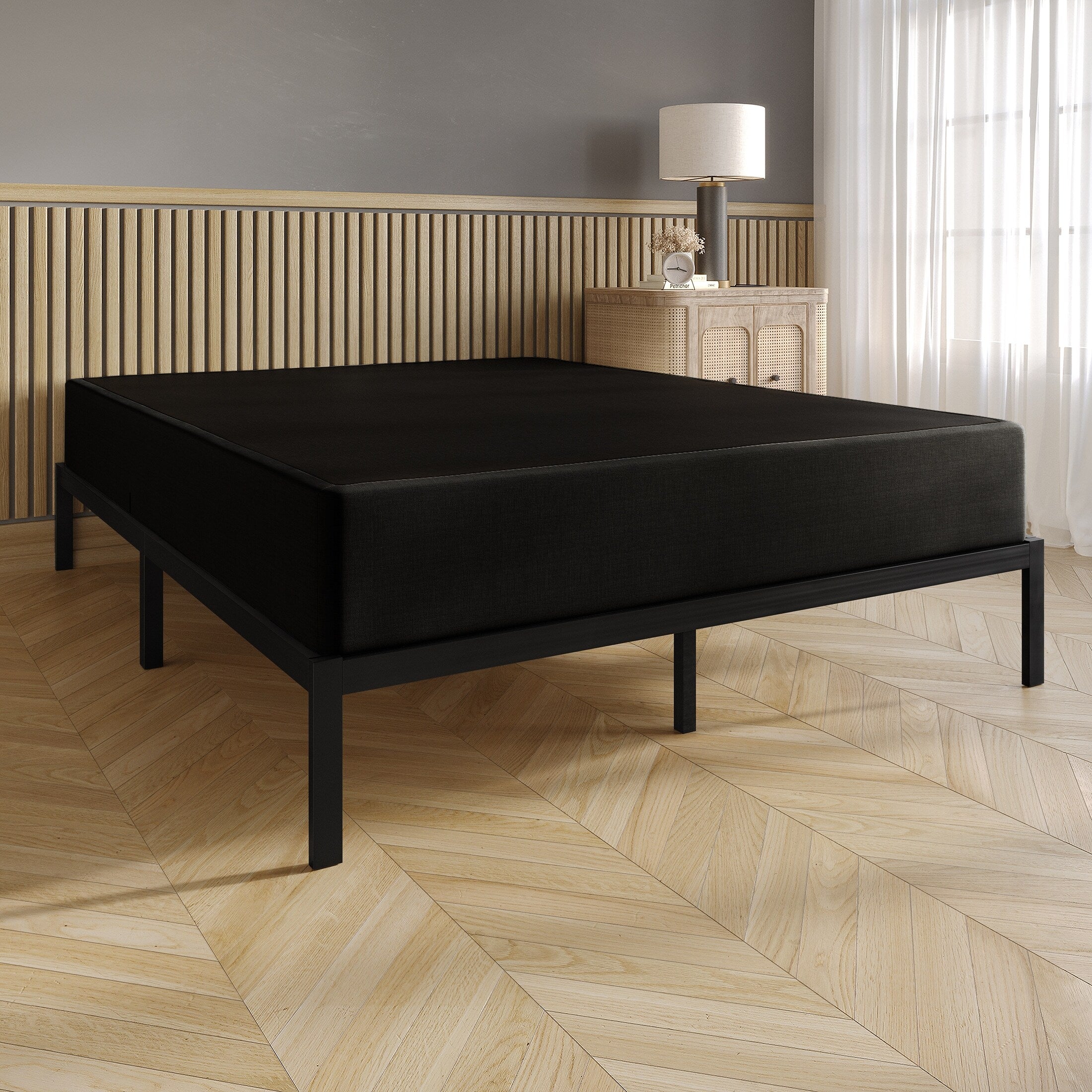 CraftPorch Upholstered Linen Metal Box Spring