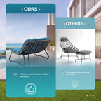 Double Papasan Chair Loveseat with Cushion, All-weather PE Rattan and Metal Frame for Indoor Outdoor