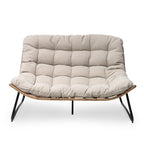 Double Papasan Chair Loveseat with Cushion, All-weather PE Rattan and Metal Frame for Indoor Outdoor