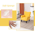 Erommy Modern Accent Chair, High Back Armchair, Upholstered Fabric Button Single Sofa with Wooden Legs for Living Room