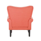 Erommy Modern Accent Chair, High Back Armchair, Upholstered Fabric Button Single Sofa with Wooden Legs for Living Room