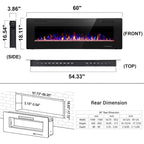 Electric Fireplace Heater Recessed Wall-mounted w/ RC (750-1500W)