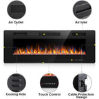 Electric Fireplace Heater Recessed Wall-mounted w/ RC (750-1500W)