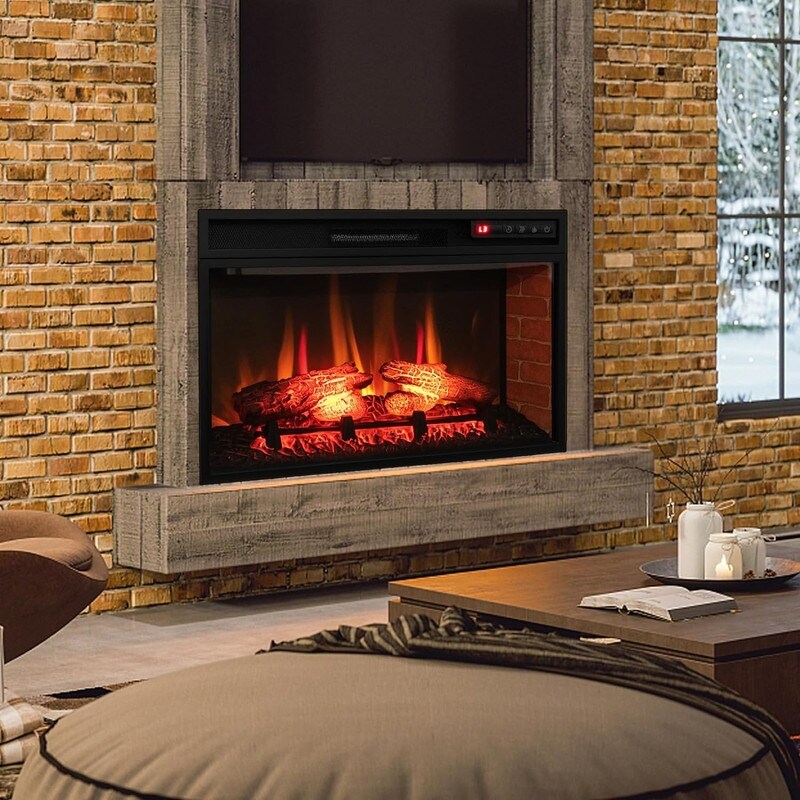 Electric Fireplace Insert with Adjustable Heating, Brightness, Timer and Overheat Protection, 1400W, CSA Listed
