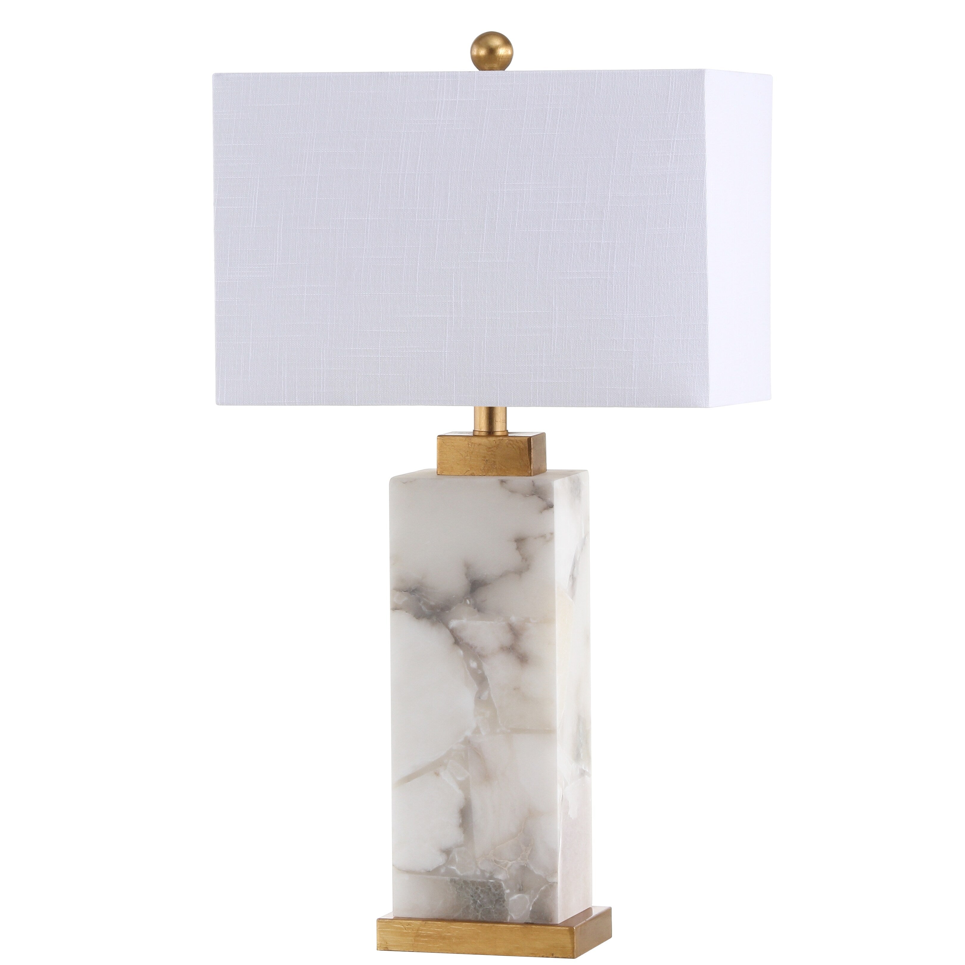 Eloise 27.5 Alabaster LED Table Lamp, White/Gold Leaf by JONATHAN Y
