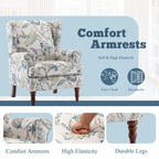 Erommy Modern Accent Chair, High Back Armchair, Upholstered Fabric Button Single Sofa with Wooden Legs for Living Room