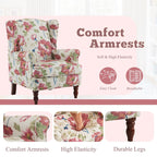 Erommy Modern Accent Chair, High Back Armchair, Upholstered Fabric Button Single Sofa with Wooden Legs for Living Room