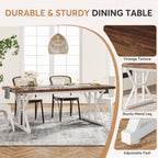 Farmhouse Dining Table for 6 People, 70.8-Inch Rectangular Wood Kitchen Table