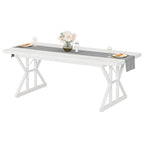 Farmhouse Dining Table for 6 People, 70.8-Inch Rectangular Wood Kitchen Table