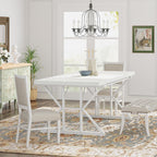 Farmhouse Dining Table for 6 People, 70.8-Inch Rectangular Wood Kitchen Table