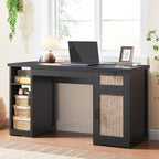 Farmhouse Executive Desk Home Office Desk File Drawer Monitor Stand Power Outlet