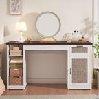 Farmhouse Executive Desk Home Office Desk File Drawer Monitor Stand Power Outlet