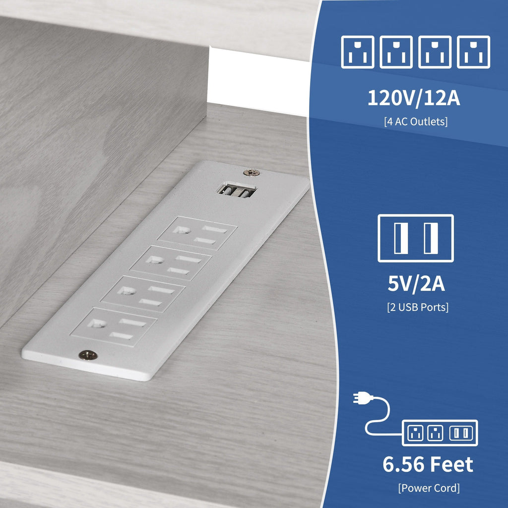 Farmhouse TV Stand for up to 65 TV with Doors and Open Shelves Media Console Power Outlet