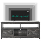 Farmhouse TV Stand for up to 65 TV with Doors and Open Shelves Media Console Power Outlet