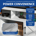 Farmhouse TV Stand for up to 65 TV with Doors and Open Shelves Media Console Power Outlet