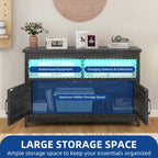 Farmhouse TV Stand for up to 65 TV with Doors and Open Shelves Media Console Power Outlet