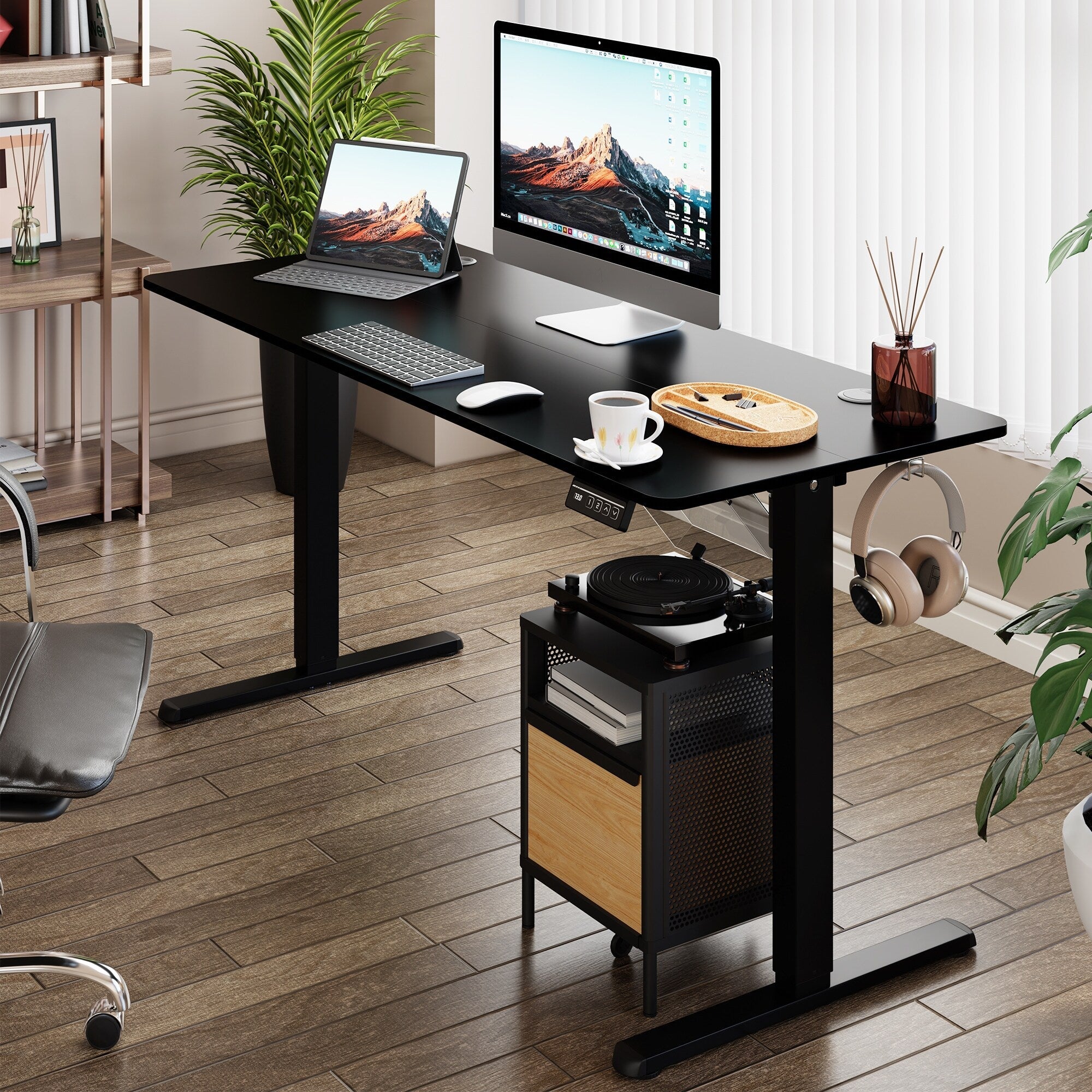 Futzca Height Adjustable Electric Standing Desk Sit Stand Computer Stand up Desk with Splice Board