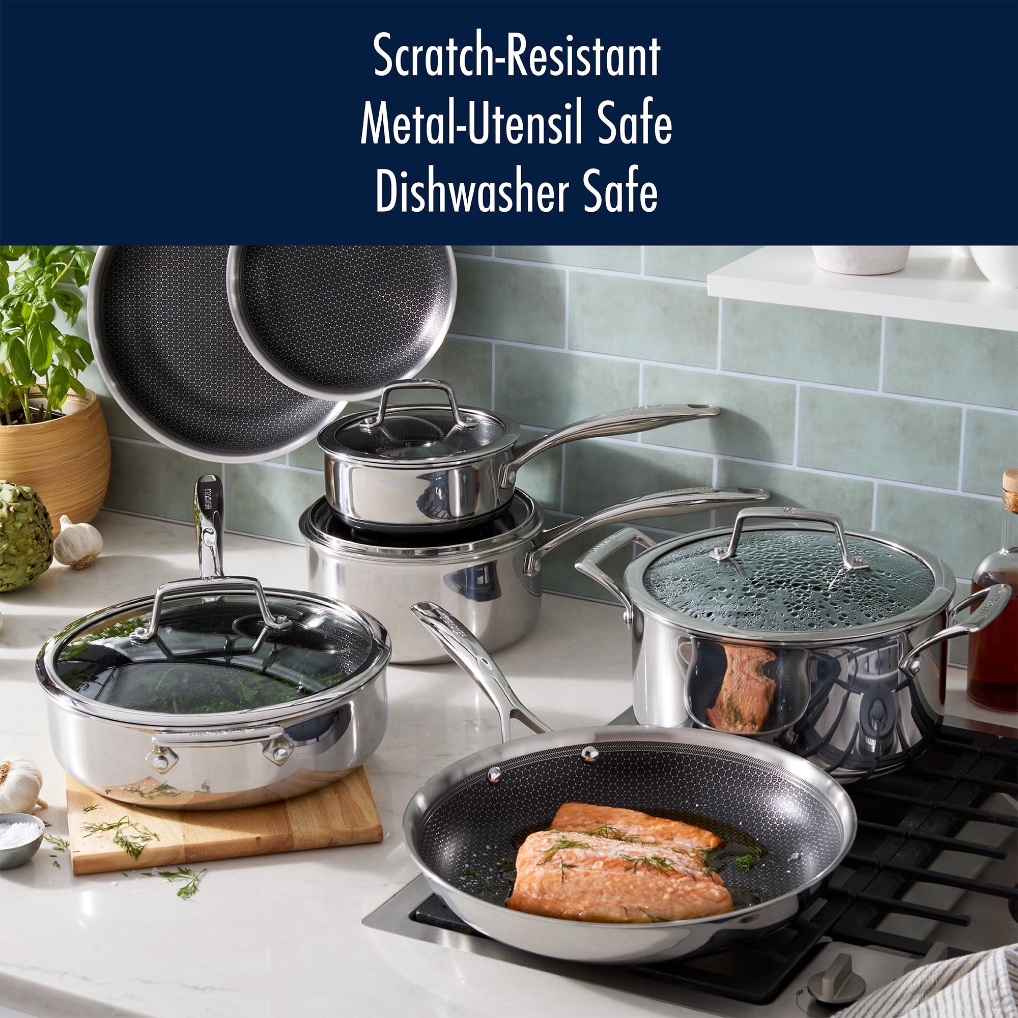 HENCKELS Paradigm 3-pc Fry Pan Set with Bonus Turner & Serving Spoon - 5-pc