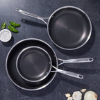 HENCKELS Paradigm 3-pc Fry Pan Set with Bonus Turner & Serving Spoon - 5-pc