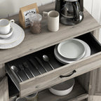 HOMCOM 32 Farmhouse Barn Door Style Sideboard Cabinet,Buffet Storage Cabinet Coffee Bar for Living Room or Entryway