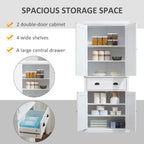 HOMCOM 72 Traditional Freestanding Kitchen Pantry Cabinet Cupboard with Doors and 3 Adjustable Shelves, White