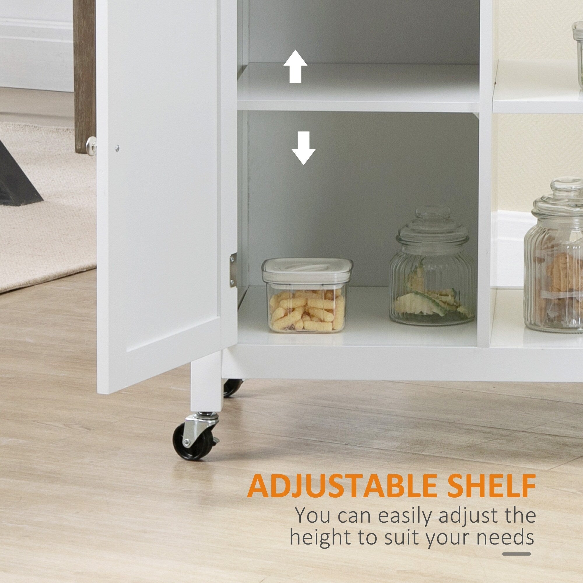 HOMCOM Kitchen Trolley, Wood Top Utility Cart on Wheels with Open Shelf and Storage Drawer for Dining Room, Kitchen