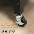 HOMCOM Kitchen Trolley, Wood Top Utility Cart on Wheels with Open Shelf and Storage Drawer for Dining Room, Kitchen