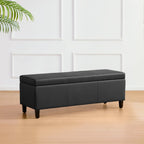 50.3 x 17.50 x 18 Upholstered Rectangular Storage Ottoman-Faux Leather
