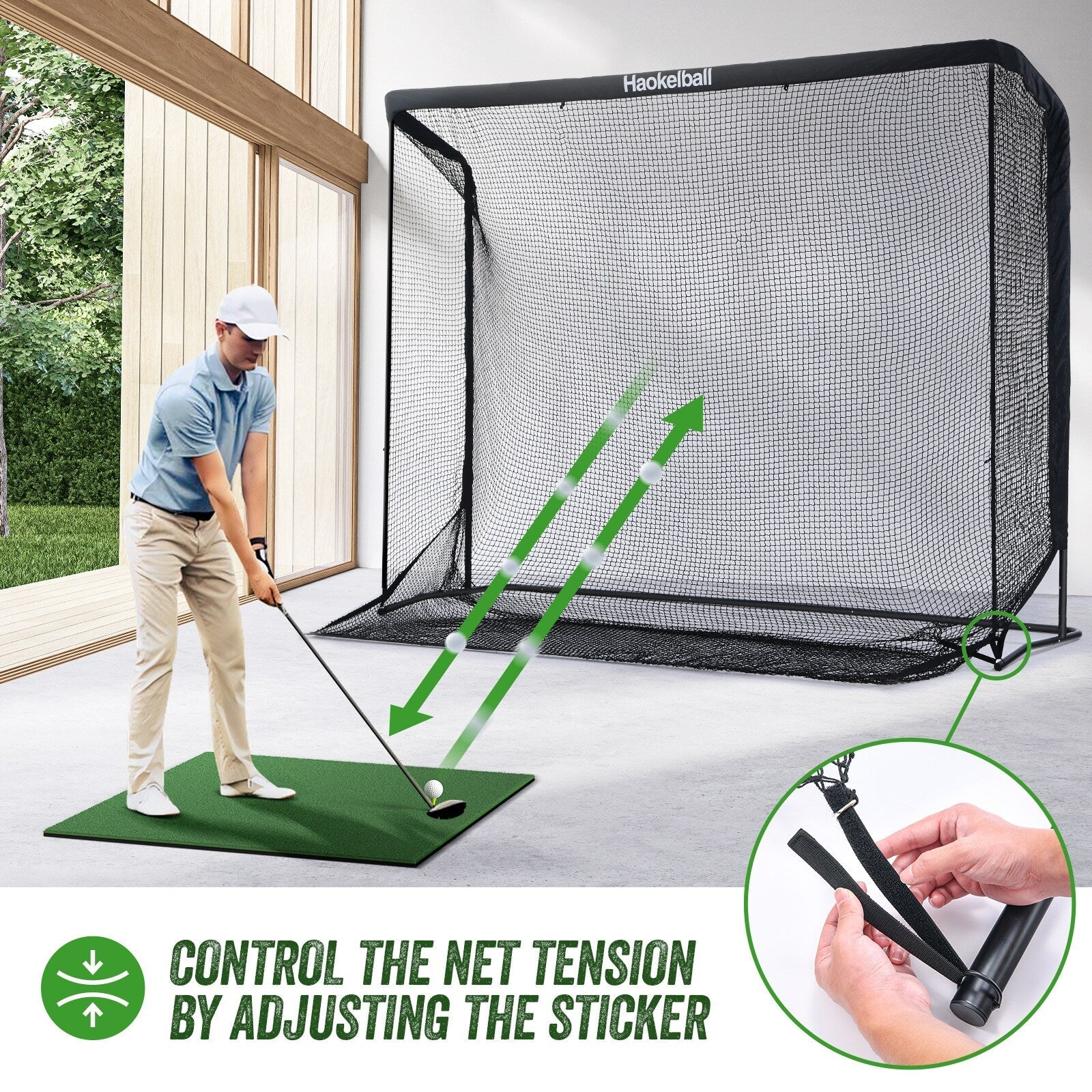 Haokelball Golf Net 10x7.5ft Golf Practice Net with Target Cloth Heavy Duty Golf Hitting Net