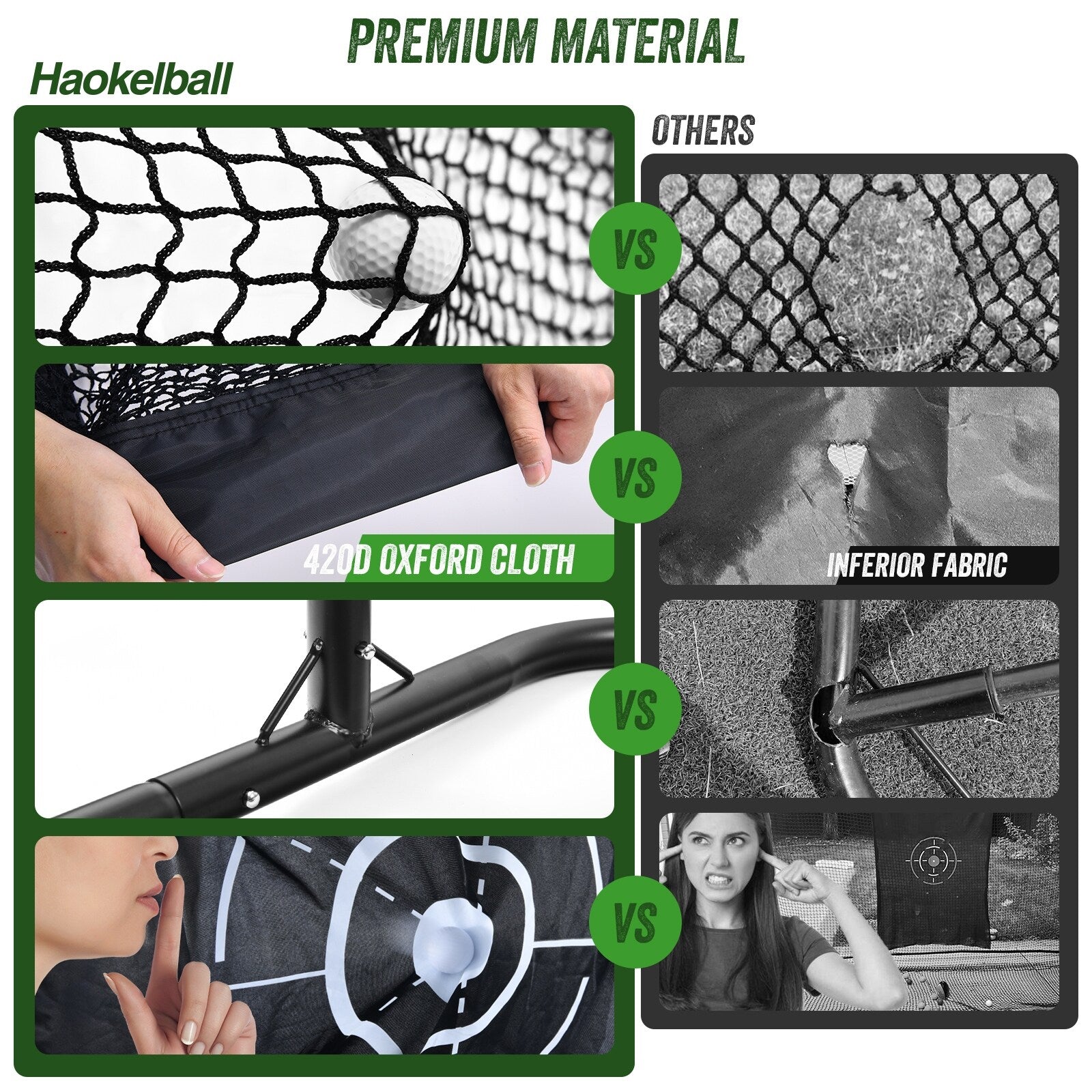 Haokelball Golf Net 10x7.5ft Golf Practice Net with Target Cloth Heavy Duty Golf Hitting Net
