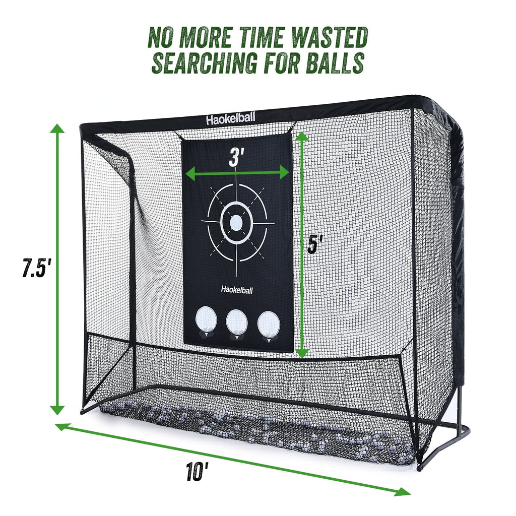 Haokelball Golf Net 10x7.5ft Golf Practice Net with Target Cloth Heavy Duty Golf Hitting Net