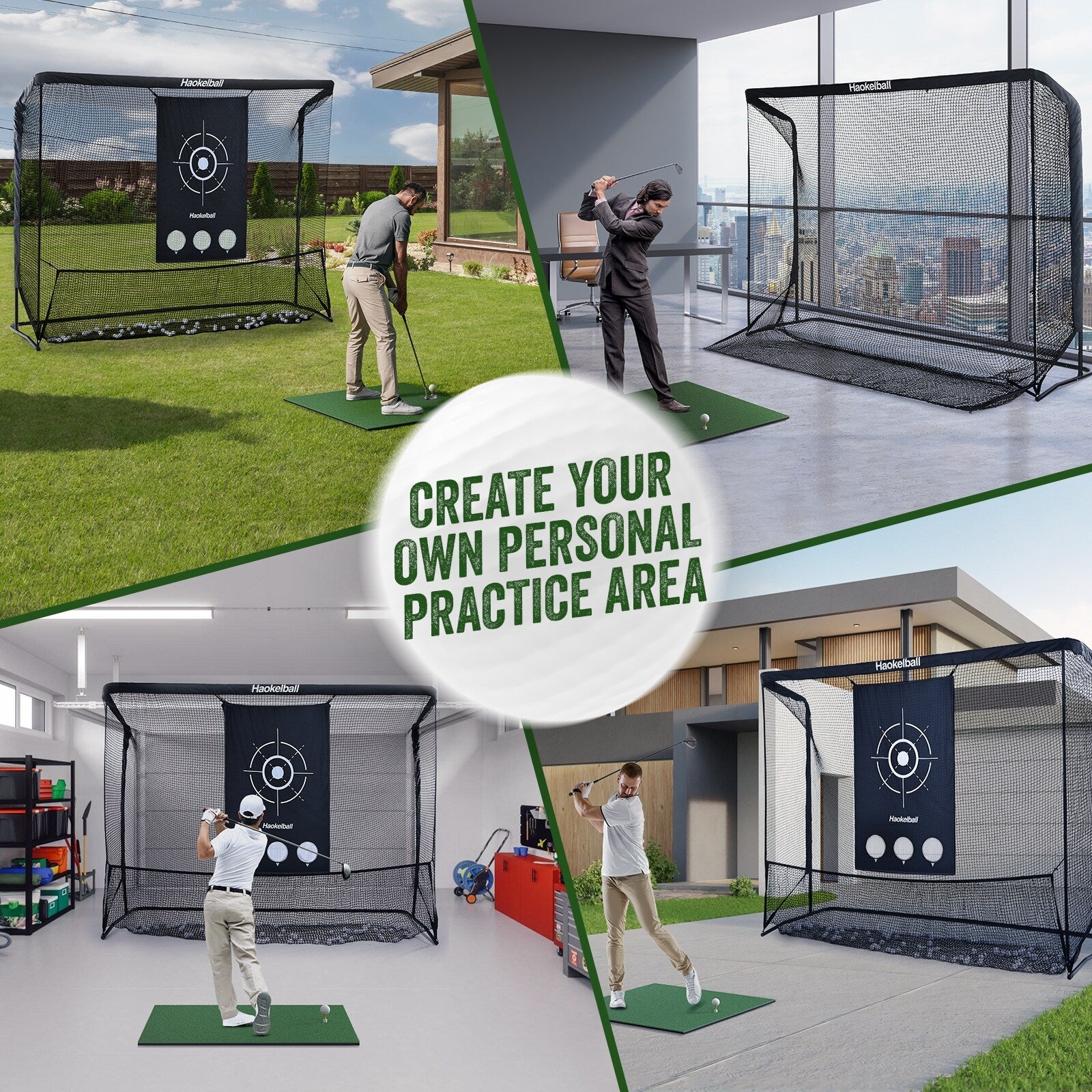 Haokelball Golf Net 10x7.5ft Golf Practice Net with Target Cloth Heavy Duty Golf Hitting Net