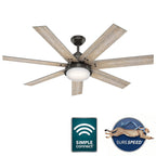 Hunter WiFi Whittington Ceiling Fan with LED Light, Handheld Remote - Windmill - Industrial, Farmhouse, Rustic - SMART FAN!