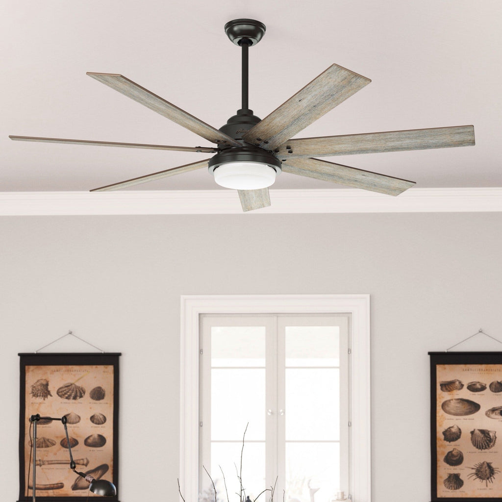 Hunter WiFi Whittington Ceiling Fan with LED Light, Handheld Remote - Windmill - Industrial, Farmhouse, Rustic - SMART FAN!