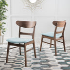 Abrielle Mid-Century Modern Upholstered Rubberwood Dining Chair (Set of 2) by Christopher Knight Home