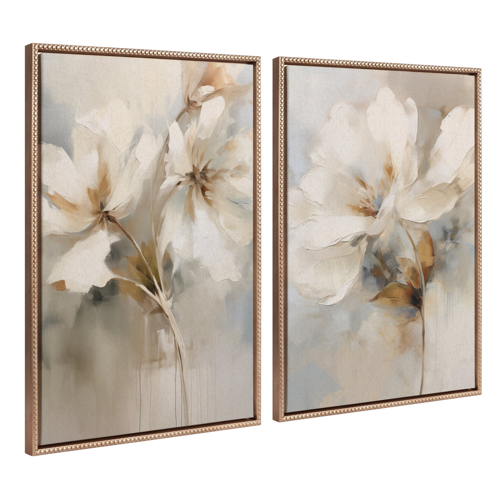 Kate and Laurel Sylvie Beaded Abstract Botanical Canvas