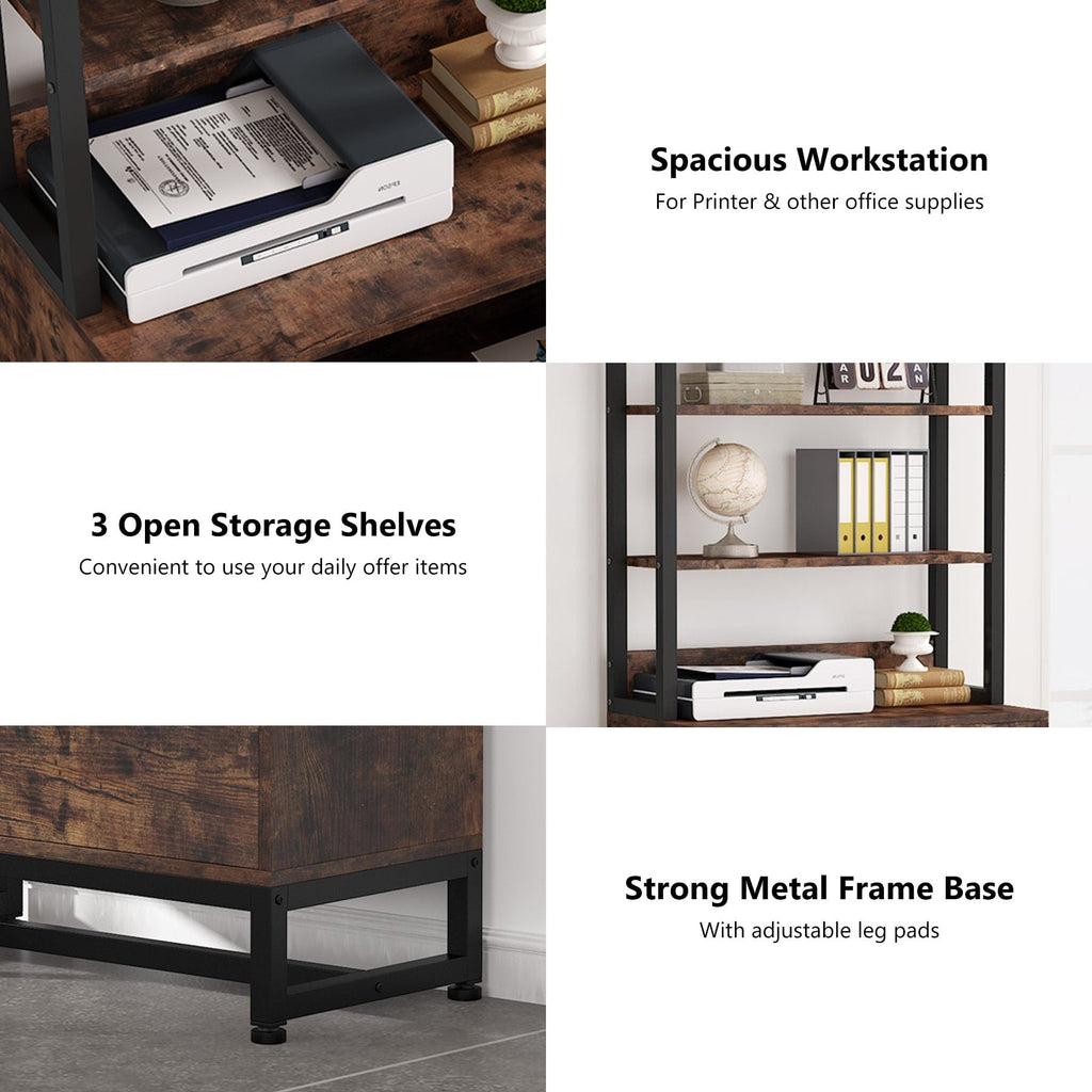 File Cabinet with 2 Drawer, Modern Filing Cabinet Printer Stand with Lock