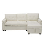 Convertible Reversible Sectional Sofa with Pull-Out Sleeper Bed, Hidden Storage Chaise, and Durable Legs