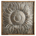 Metal Floral Sunflower Wall Decor with Embossed Details - Gray - Roche River Decor