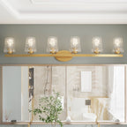 Mid-century Modern 6-light LED Dimmable Bathroom Vanity Light with Art Glass - 51 inches
