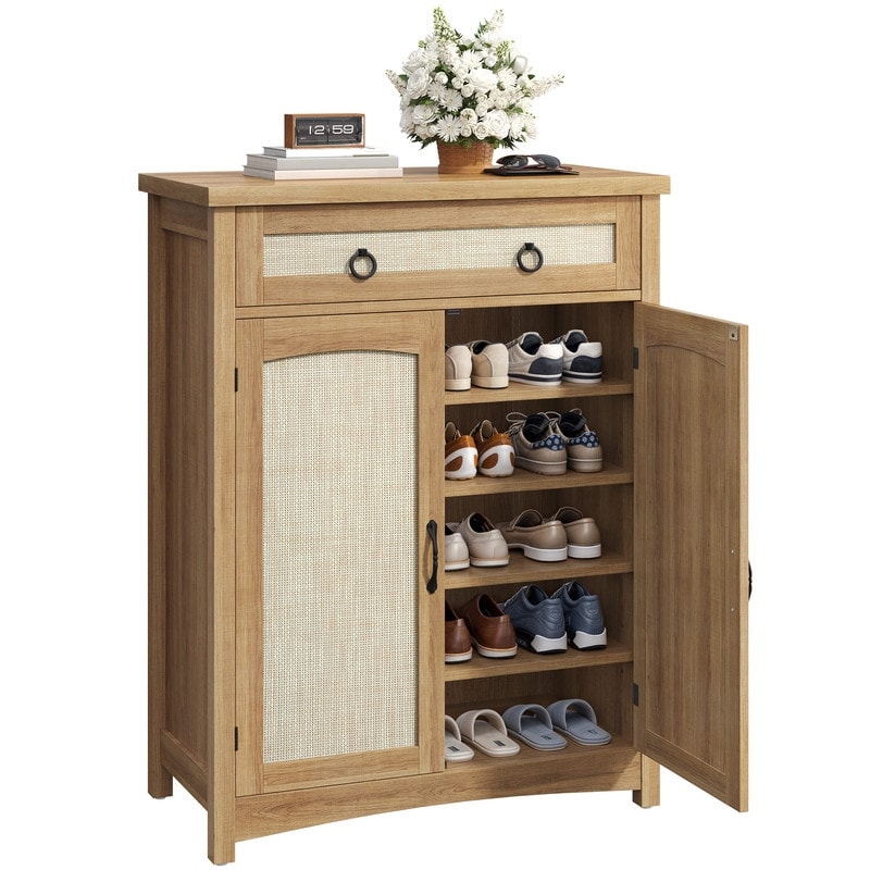 Moasis 5-tier 20 Pair Shoe Storage Cabinet with Double Doors for Entryway