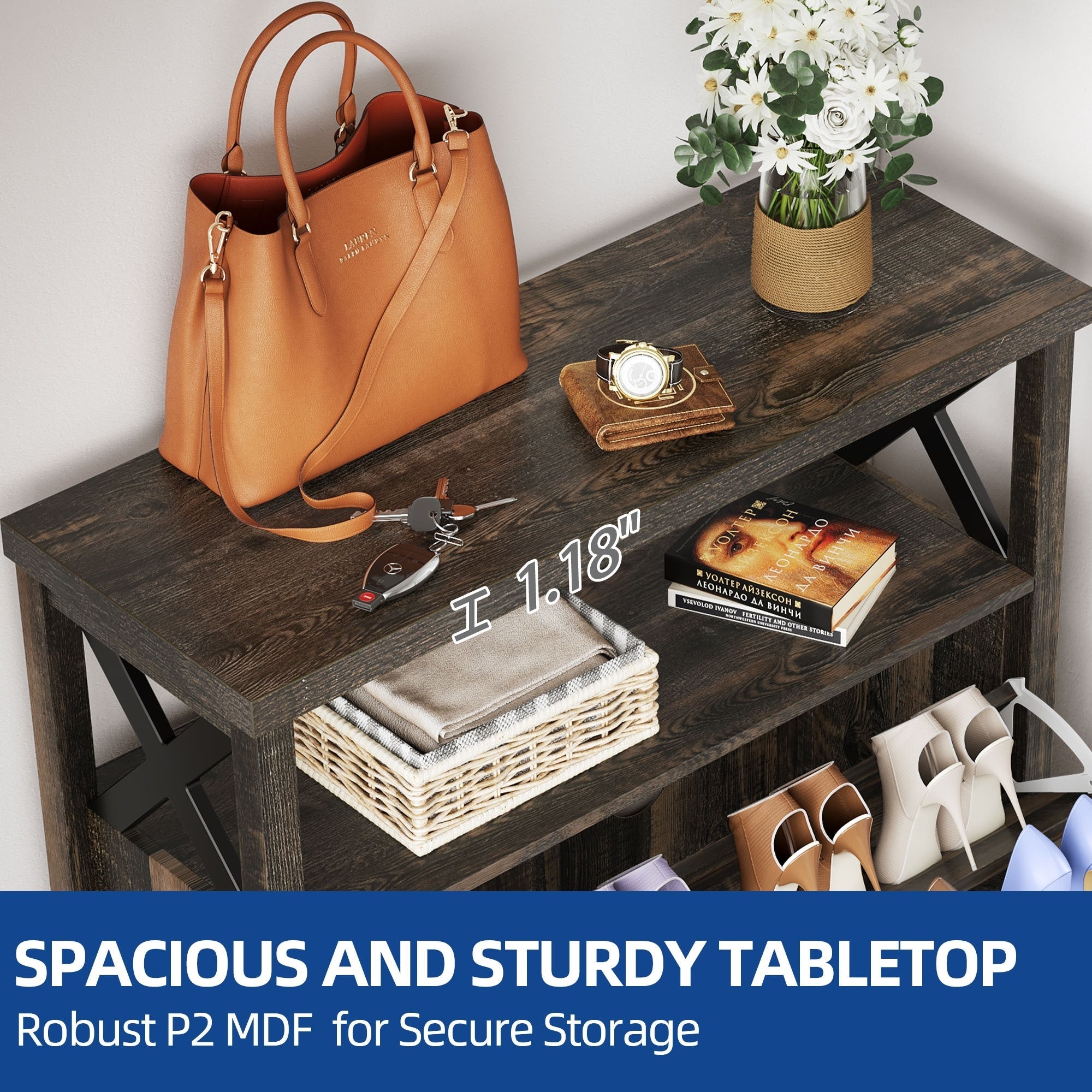 Moasis Shoe Storage Cabinet Organizer with 2 Compartments for Entryway Hallway