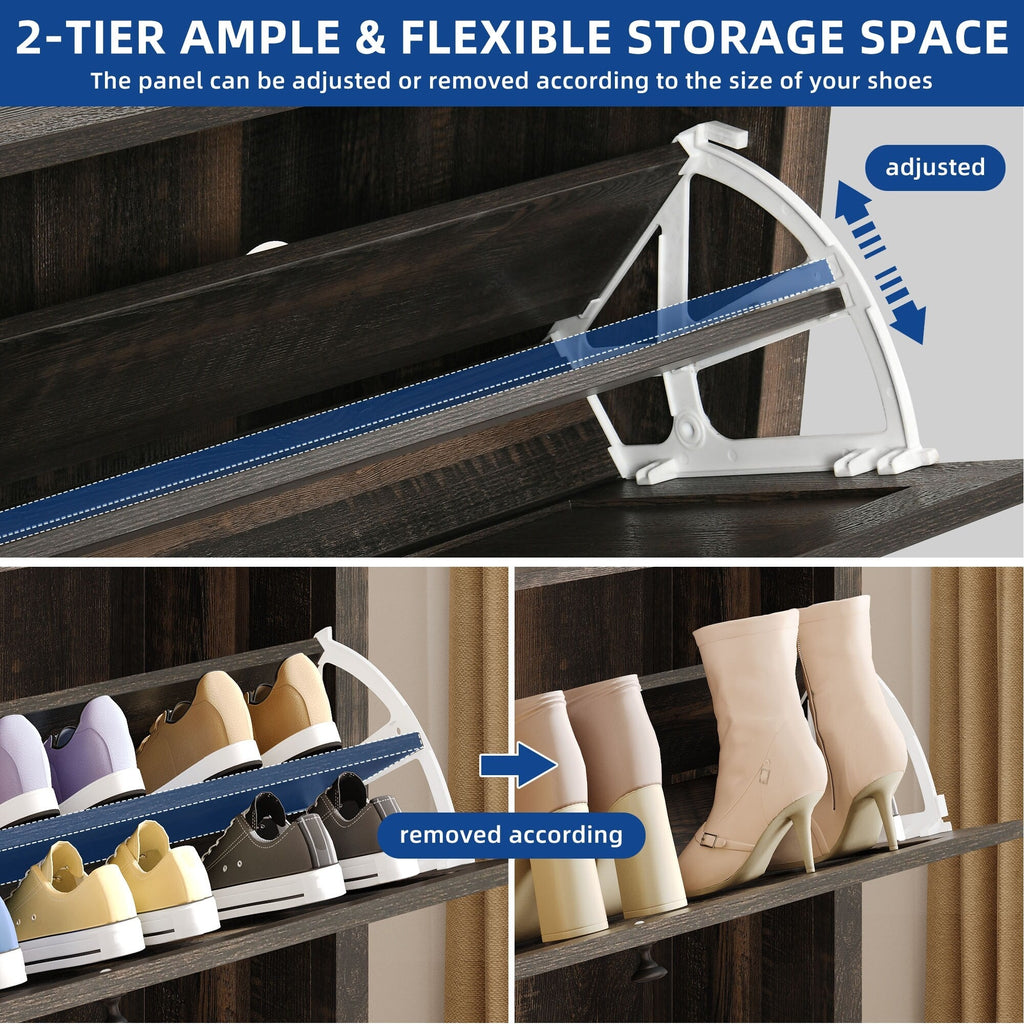 Moasis Shoe Storage Cabinet Organizer with 2 Compartments for Entryway Hallway