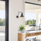 Set of 2 Modern Adjustable Swing Arm Lights Plug-in Hardwire Wall Sconces