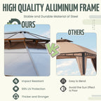 Hardtop Gazebo for Backyard – Permanent Pergola with Netting, Curtains & Double Roof, All-Weather Outdoor Shelter