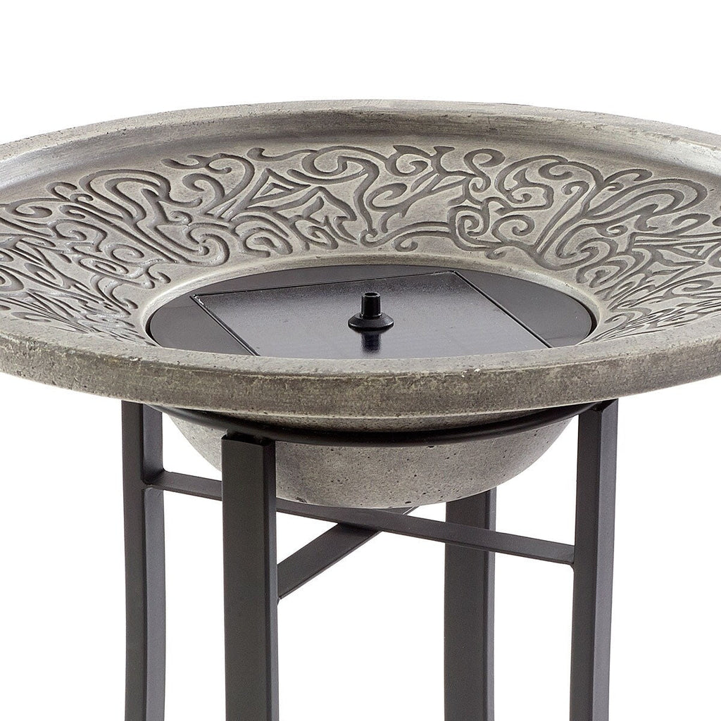 Perello intelliSOLAR Light Cement Birdbath with Remote - Distressed Grey